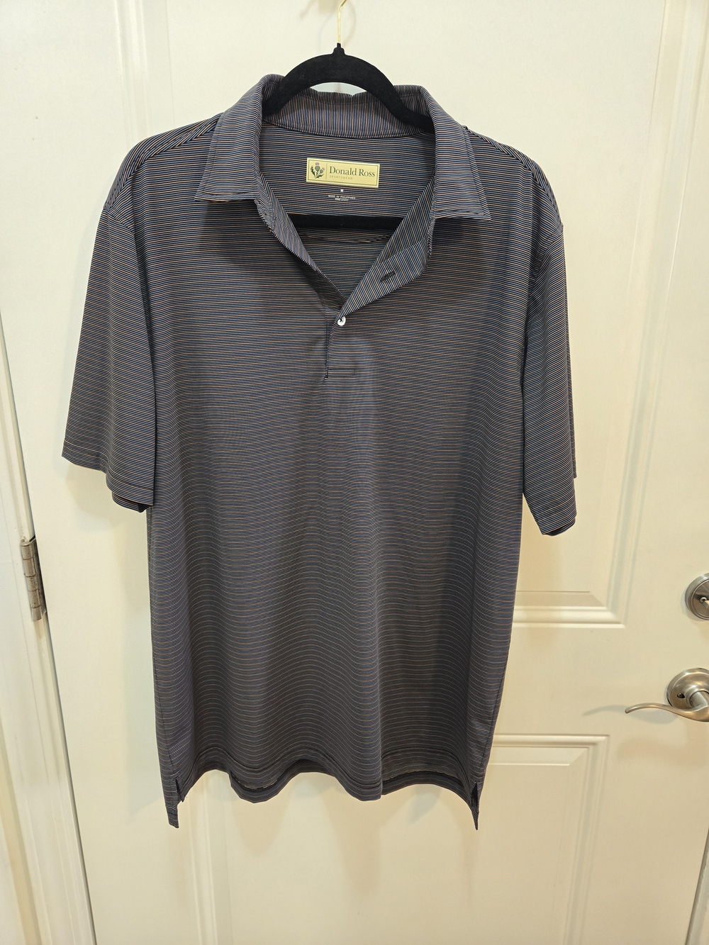 Donald Ross Men's Charcoal Blue Pinstripe Polo